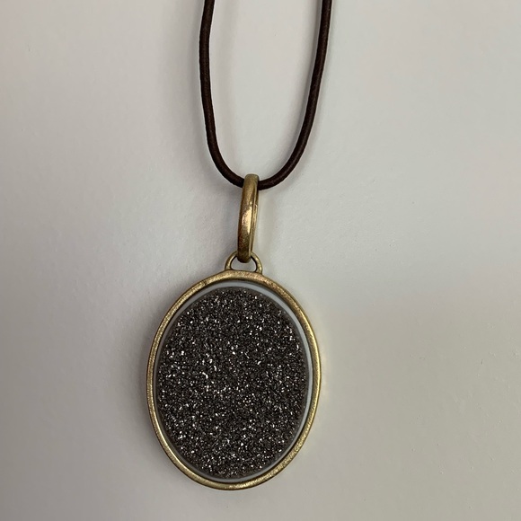 Marcia Moran * Beautiful Gold & Silver Druzy Pendant Necklace - Picture 3 of 11